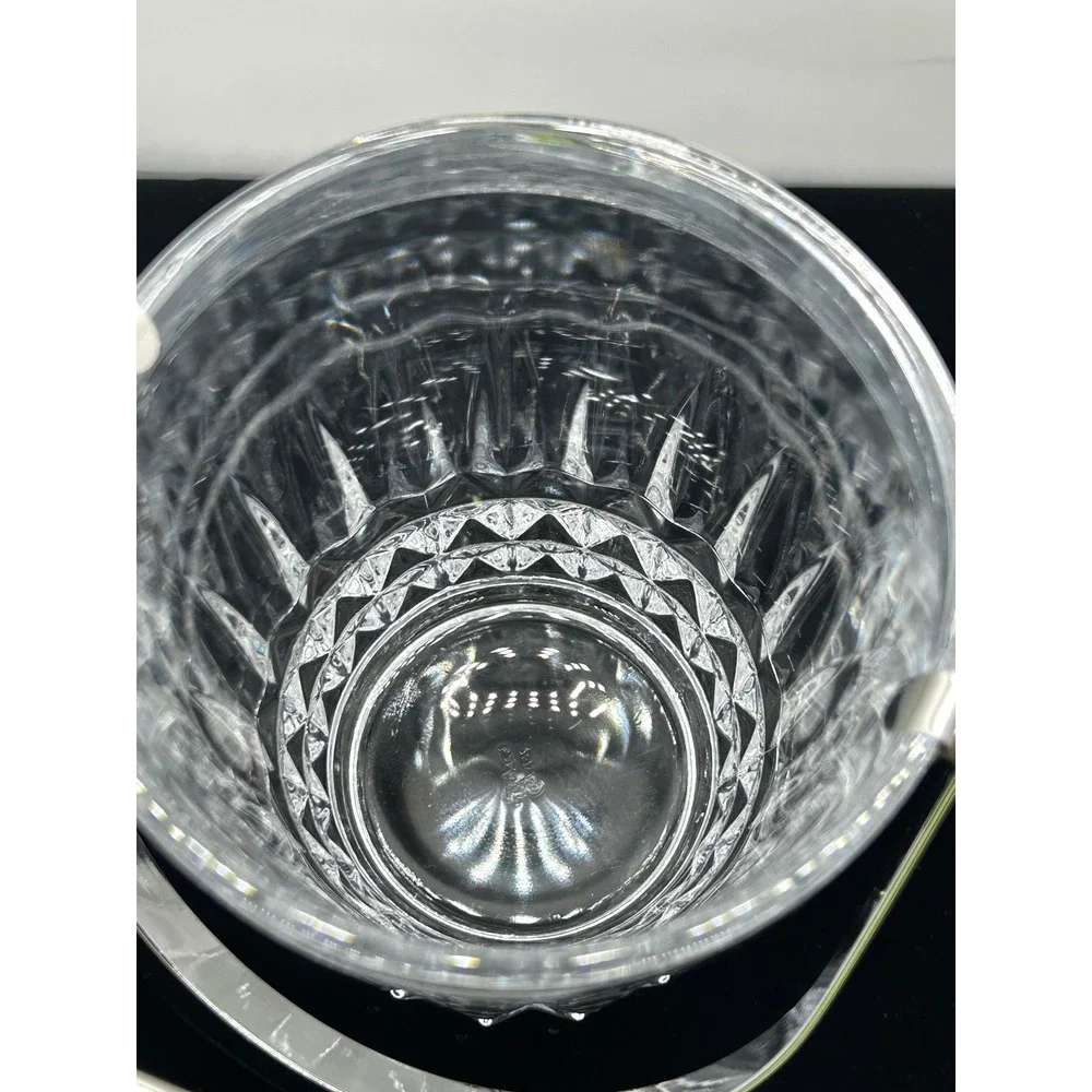 Cristal d'Arques Longchamp Crystal Ice Bucket with Stainless Steel Tongs France